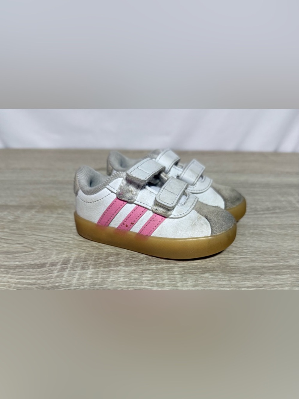 Adidas VL Court 3.0 Hook & Loop No Tie Sneakers Shoes Toddler Size 4